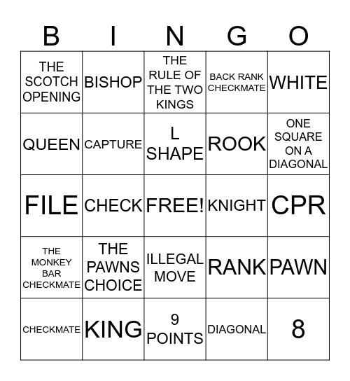 CHESS BINGO! Bingo Card