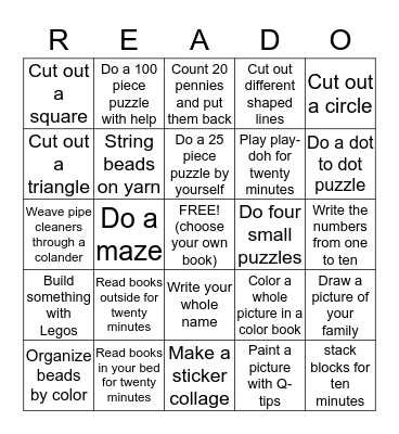 Robbie's Summer Bingo Card