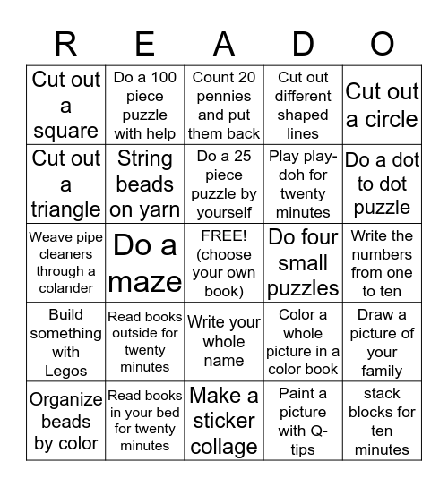 Robbie's Summer Bingo Card