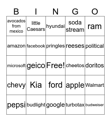 superbowl party Bingo Card