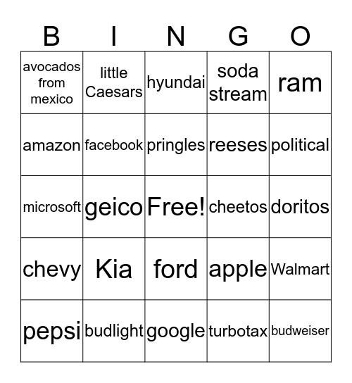 superbowl party Bingo Card