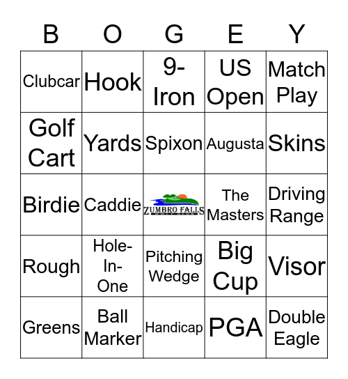 Zumbro Falls Golf Bingo Card