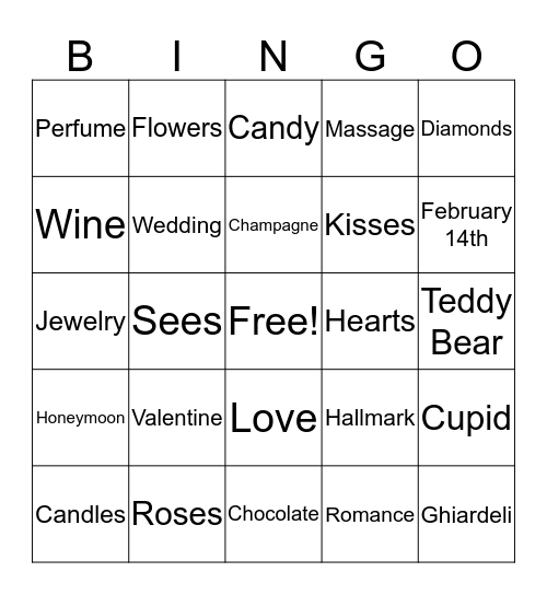 Valentine Bingo Card