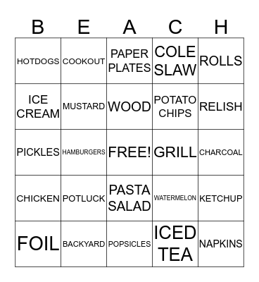 BARBEQUE  Bingo Card