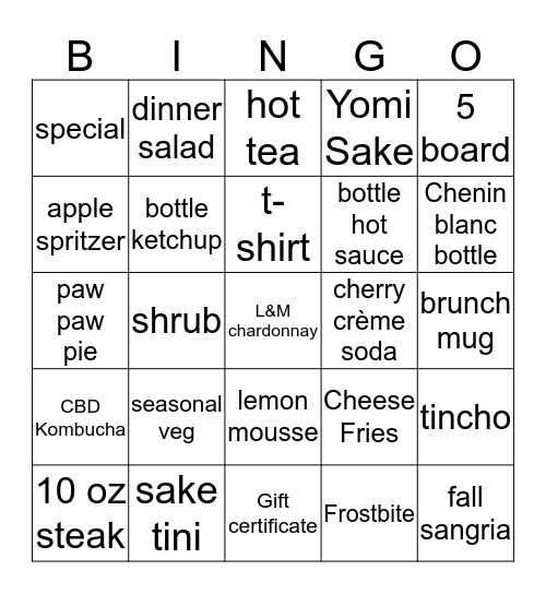 Server BINGO Card