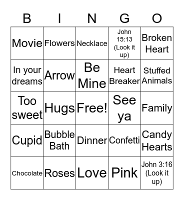 Valentine's Bingo Card
