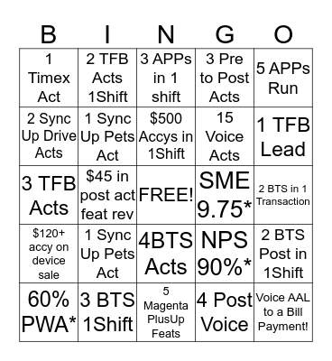Wash Street BINGO! Bingo Card