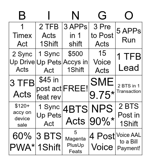 Wash Street BINGO! Bingo Card