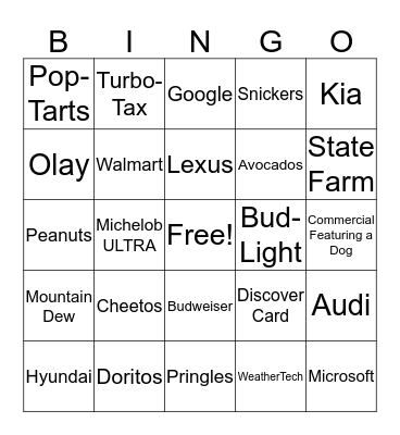 Commercial Bing Bingo Card