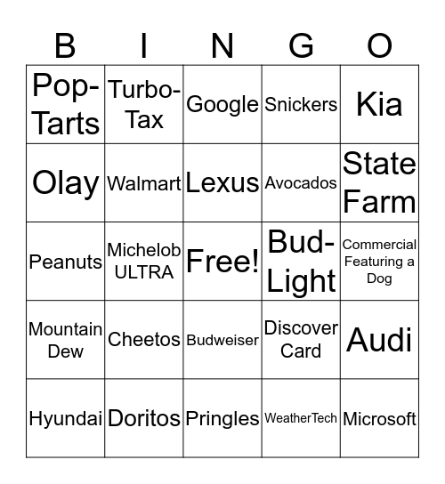 Commercial Bing Bingo Card