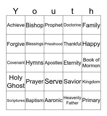 February Sacrament Bingo Card