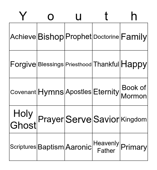 February Sacrament Bingo Card