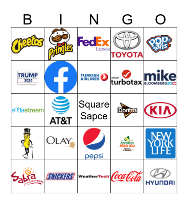 Super Bowl Commercial Bingo Card
