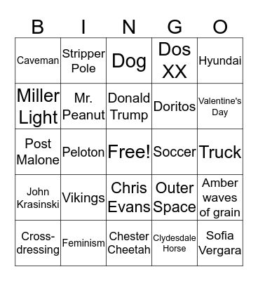 Super Bowl Commercials! Bingo Card