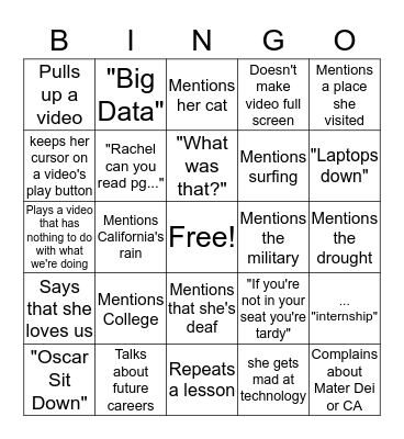 Dr. Till Bingo! Bingo Card