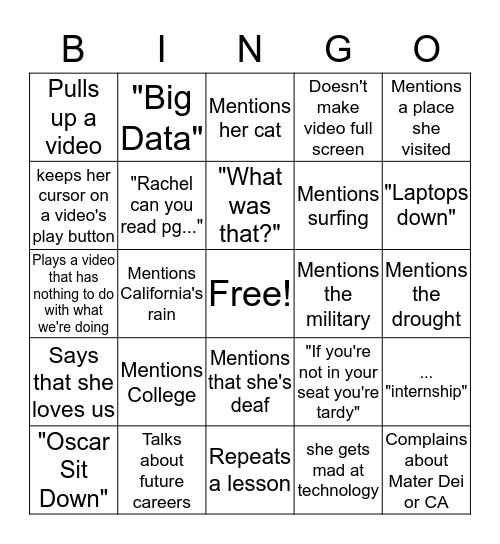 Dr. Till Bingo! Bingo Card