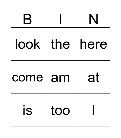 Pink Words Bingo Card