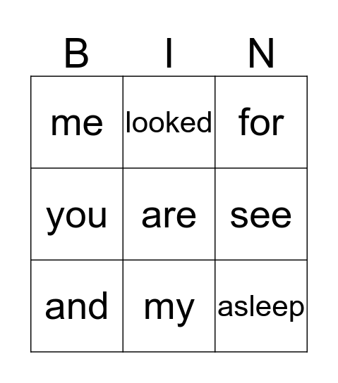 Yellow Words Bingo Card