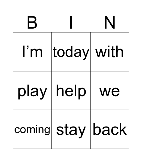 Aqua Words Bingo Card