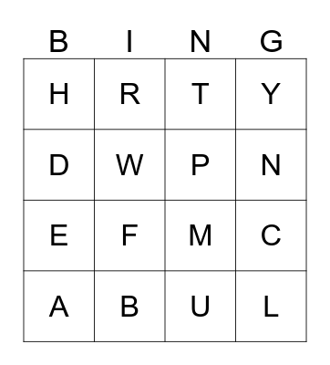 Hop on Pop Bingo Card