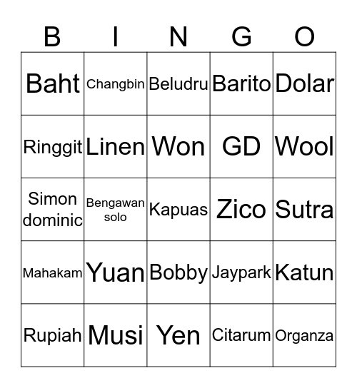 Hangy❣ Bingo Card
