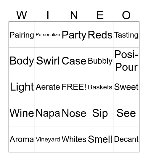 WINE - O! Bingo Card