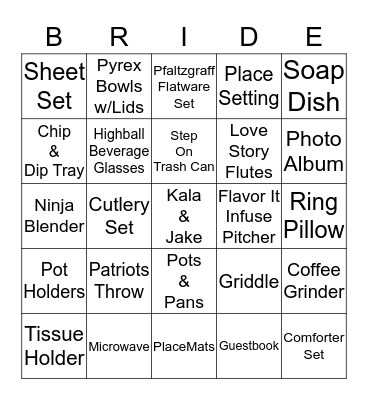 Champagne Bridal Shower Bingo Card