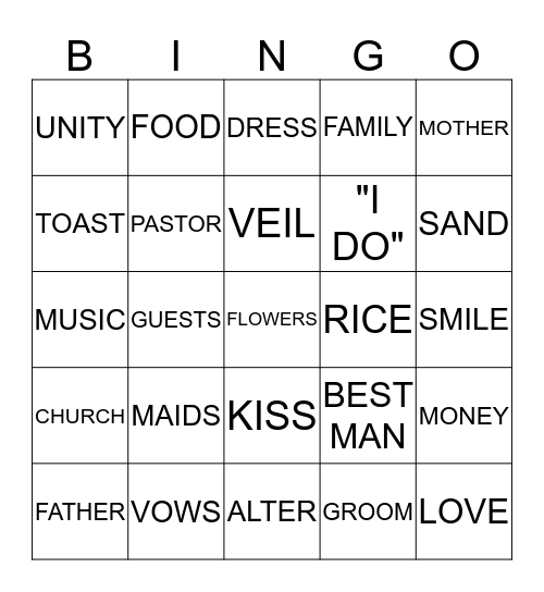 SHIQUITA, BRIDE TO BE Bingo Card