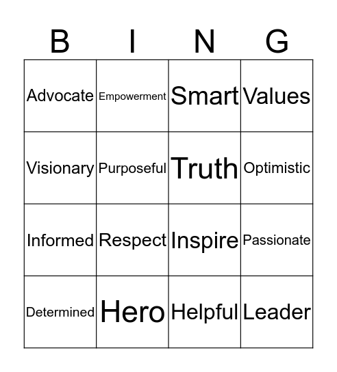 Empowerment bingo Card