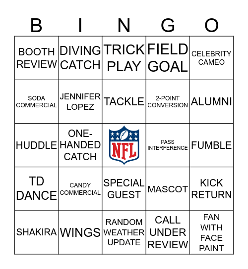 SUPER BOWL LIV Bingo Card