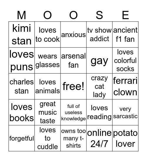 trashmoose bingo Card