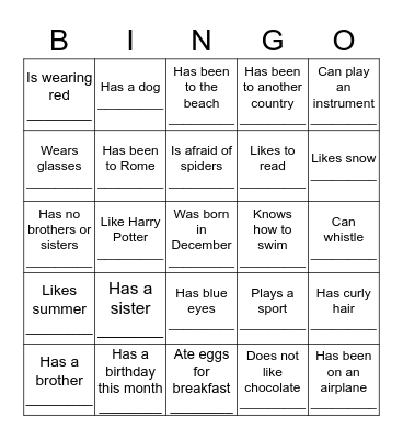 Find Someone Who... Bingo Card