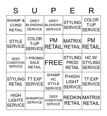 Service/Retail Bingo Card
