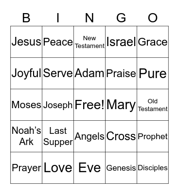 Church Bingo Card