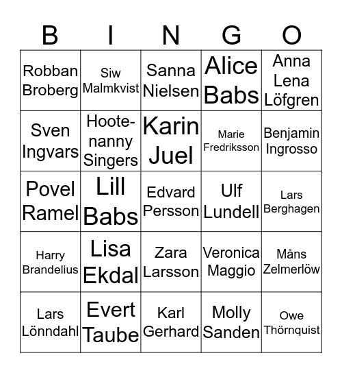 Musik Bingo 4 Bingo Card