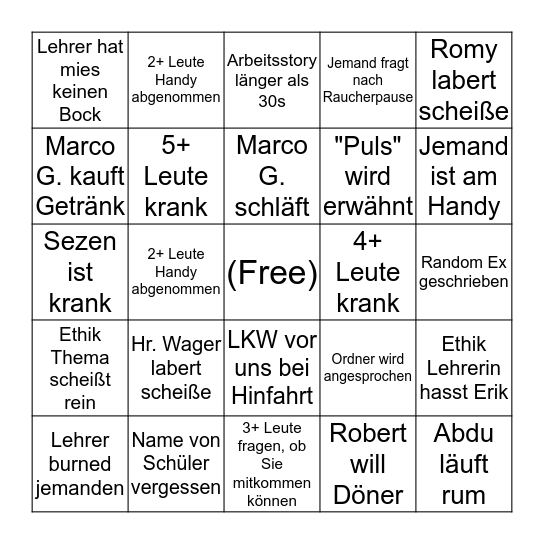 Berufsschule #4 Bingo Card