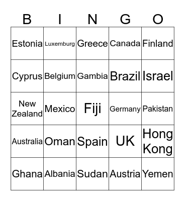 Thinking Day Bingo Card