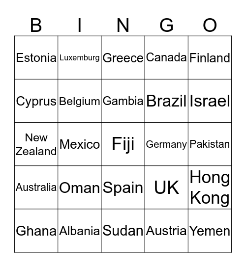 Thinking Day Bingo Card