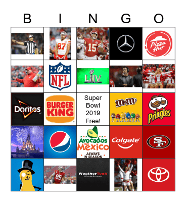 Super Bowl 2019 Bingo Card