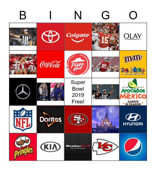 Super Bowl 2019 Bingo Card