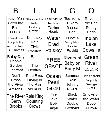 Water Bingo Card