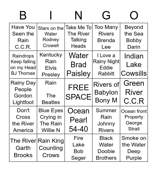 Water Bingo Card