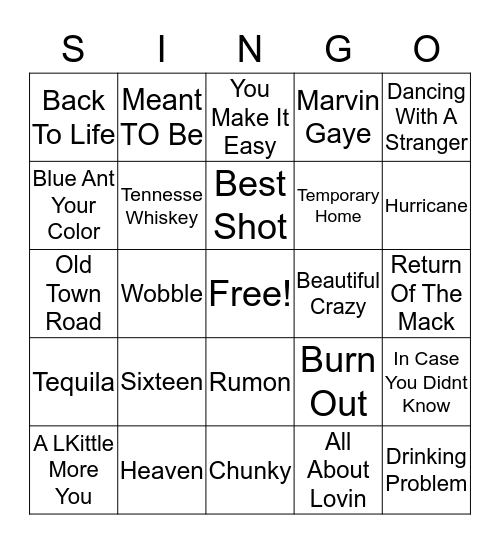 Singo Bingo Card