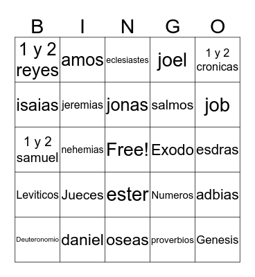 LOS LIBROS ANTIGUO TESTAMENTO Bingo Card
