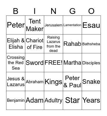 BIBLE BINGO Card