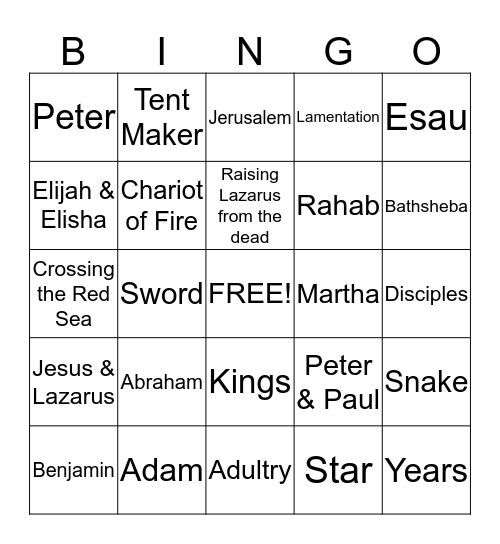 BIBLE BINGO Card