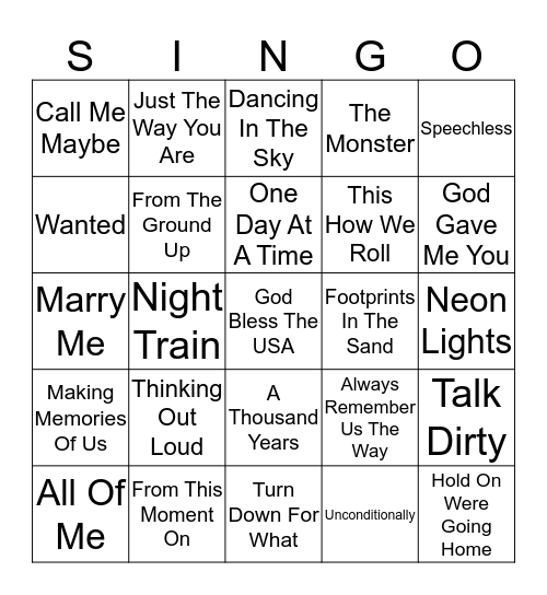 Singo Bingo Card