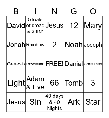 BIBLE BINGO Card