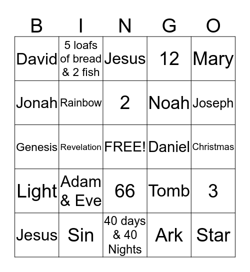 BIBLE BINGO Card