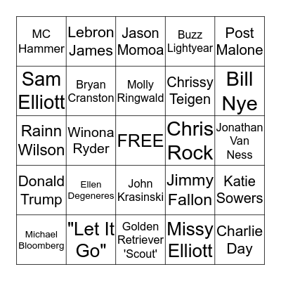 Super Bowl 2020 Commercial Bingo Card